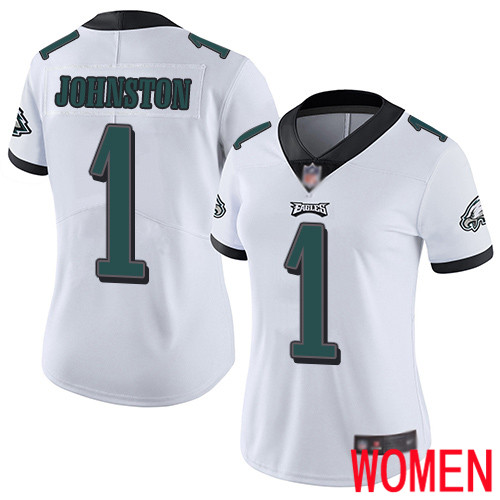 Women Philadelphia Eagles #1 Cameron Johnston White Vapor Untouchable NFL Jersey Limited Player->nfl t-shirts->Sports Accessory